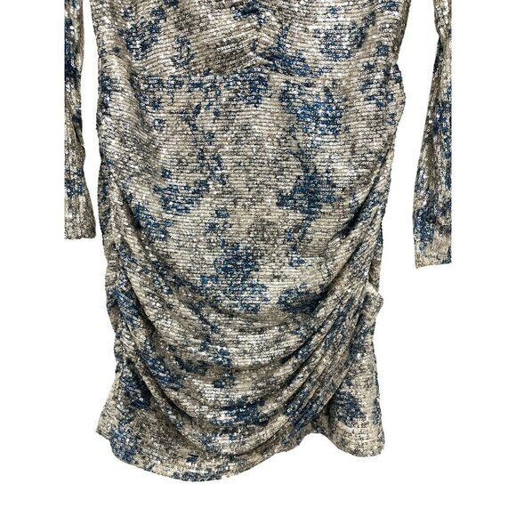 Maje $595 Sequins Mini Dress Raquine Blue Silver Size 40 Large - Picture 5 of 9